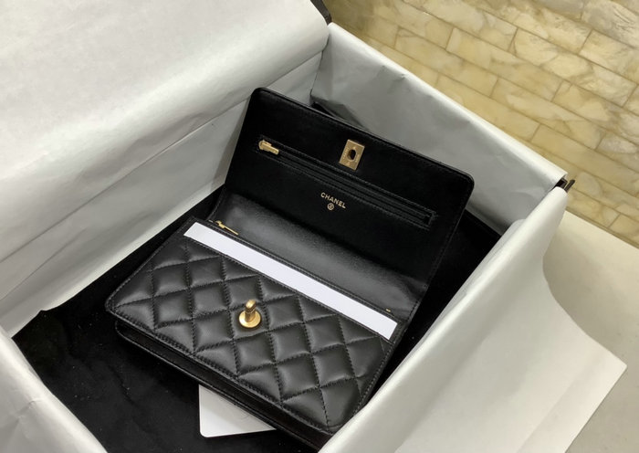 Chanel Lambskin WOC Wallet Black AP3297