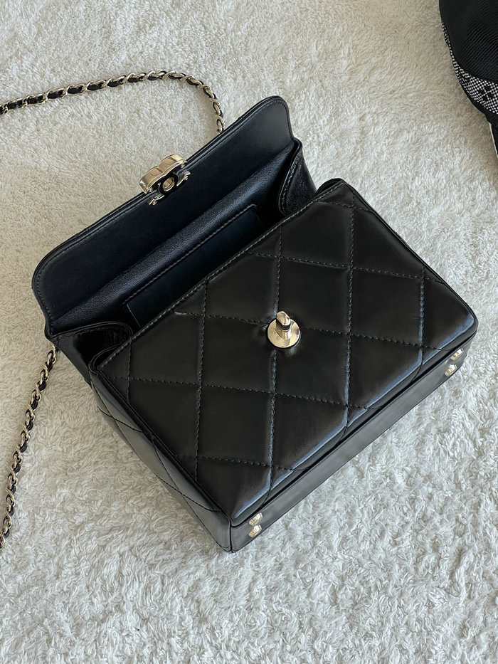 Chanel Leather Small Box Bag Black AS4470