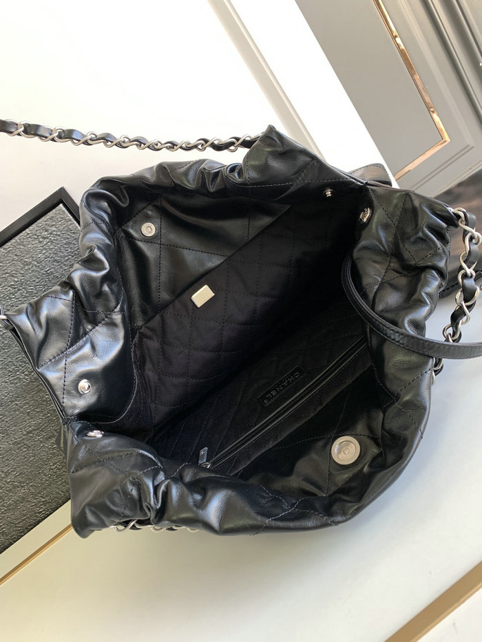 Chanel Shiny Calfskin 22 Handbag with Silver Hardware AS4486