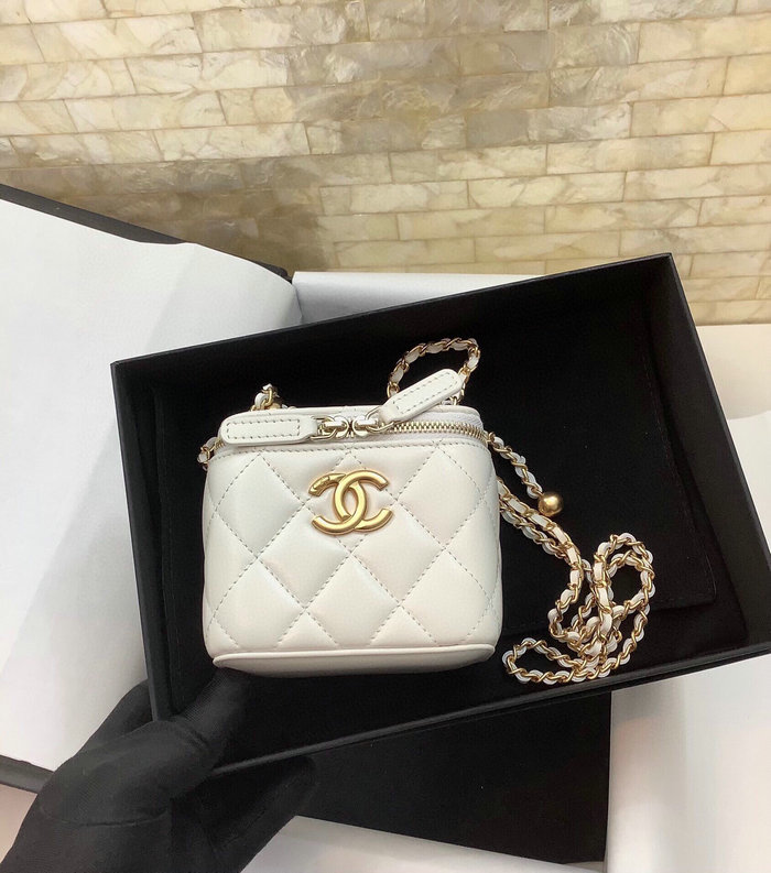 Chanel Small Vanity With Chain White AP2292