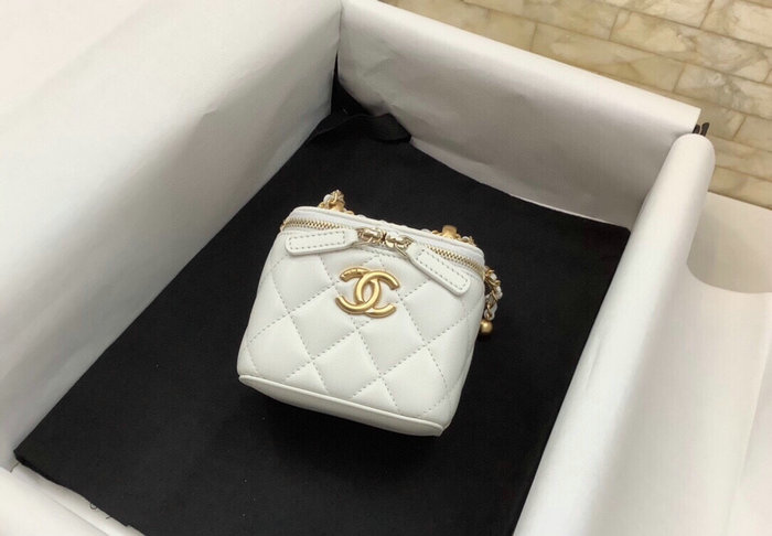 Chanel Small Vanity With Chain White AP2292