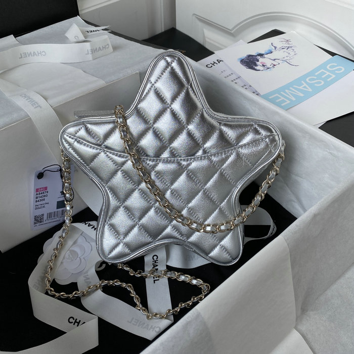 Chanel Star Handbag Silver AS4579