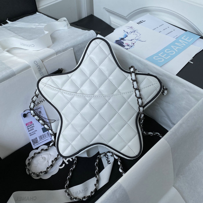 Chanel Star Handbag White with Black hardware AS4579