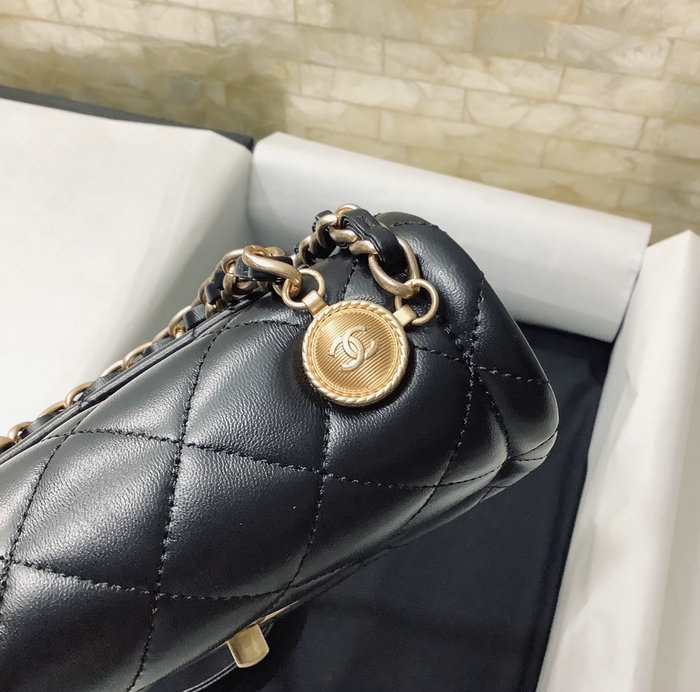 Mini Chanel Lambskin Flap Bag Black AS2054