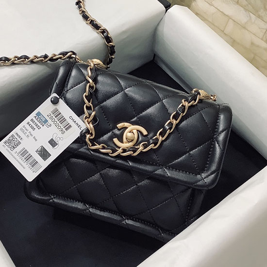 Mini Chanel Lambskin Flap Bag Black AS2054