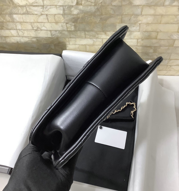 Small Chanel Lambskin Flap Bag Black AS2055