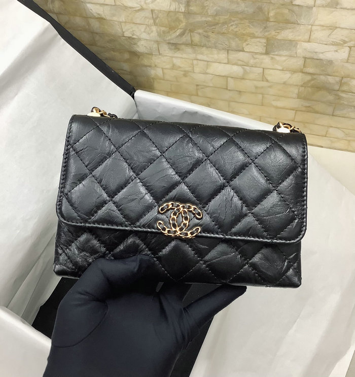 Small Chanel Leather Shoulder Bag Black AP3572