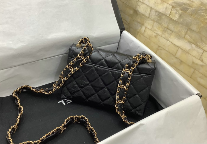 Small Chanel Leather Shoulder Bag Black AP3572