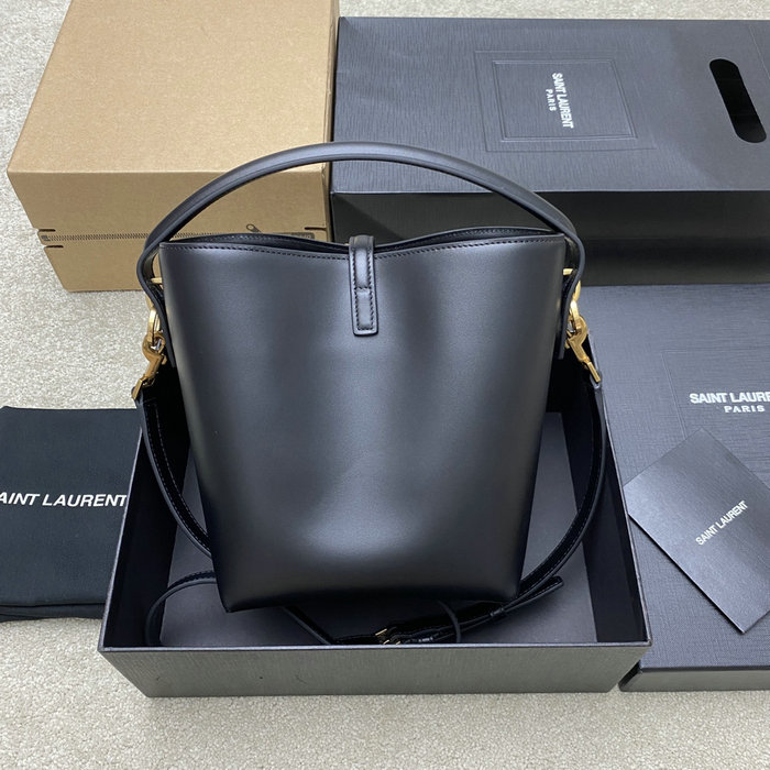 YSL Small Le 37 Leather Bucket Bag Black 749036