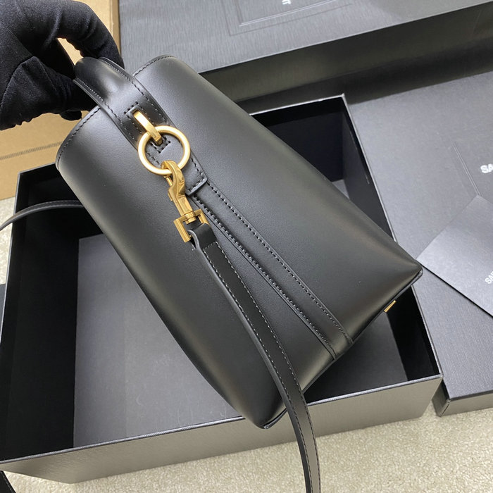 YSL Small Le 37 Leather Bucket Bag Black 749036