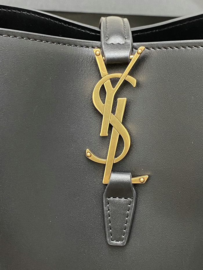 YSL Small Le 37 Leather Bucket Bag Black 749036