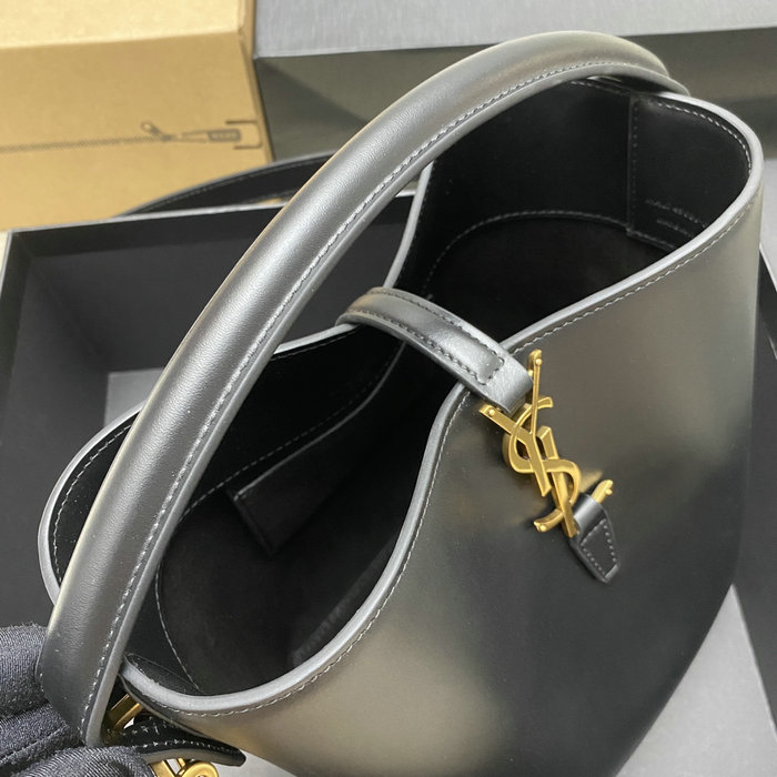 YSL Small Le 37 Leather Bucket Bag Black 749036