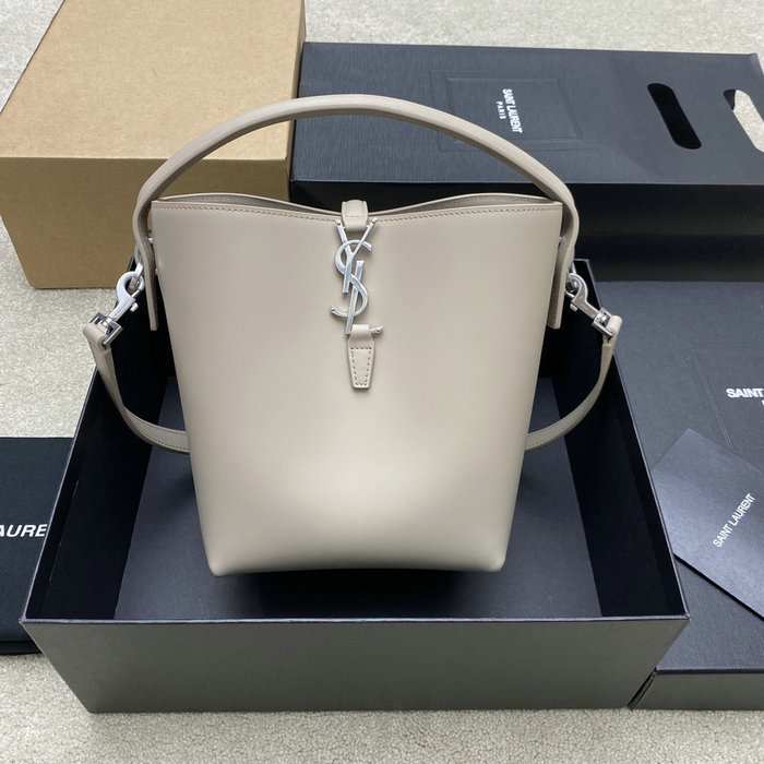 YSL Small Le 37 Leather Bucket Bag Light Beige 749036