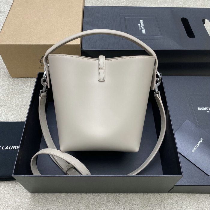 YSL Small Le 37 Leather Bucket Bag Light Beige 749036