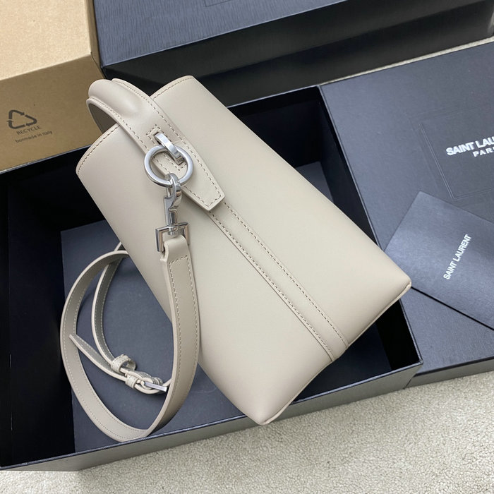 YSL Small Le 37 Leather Bucket Bag Light Beige 749036