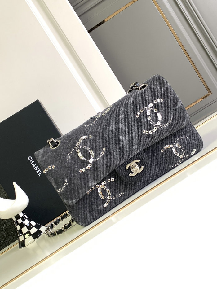Medium Chanel Denim Flap Bag Black AS1112