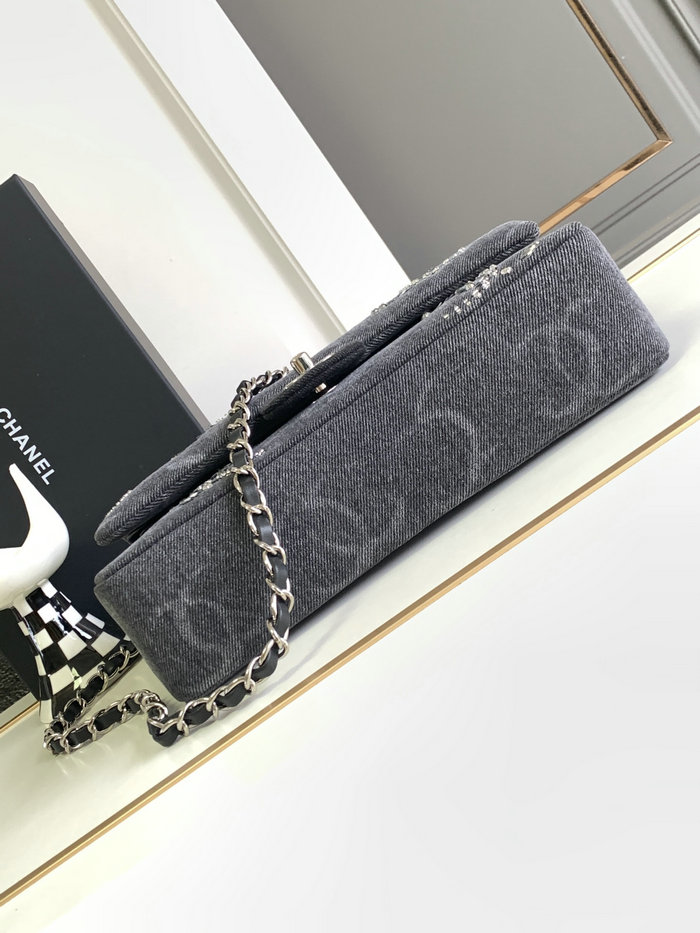 Medium Chanel Denim Flap Bag Black AS1112