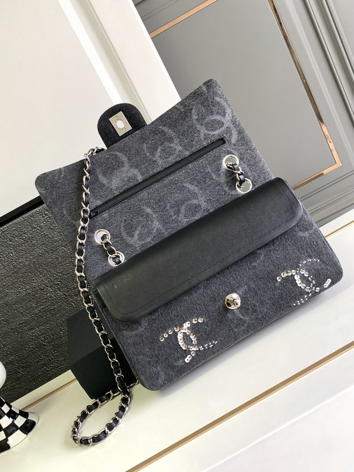 Medium Chanel Denim Flap Bag Black AS1112