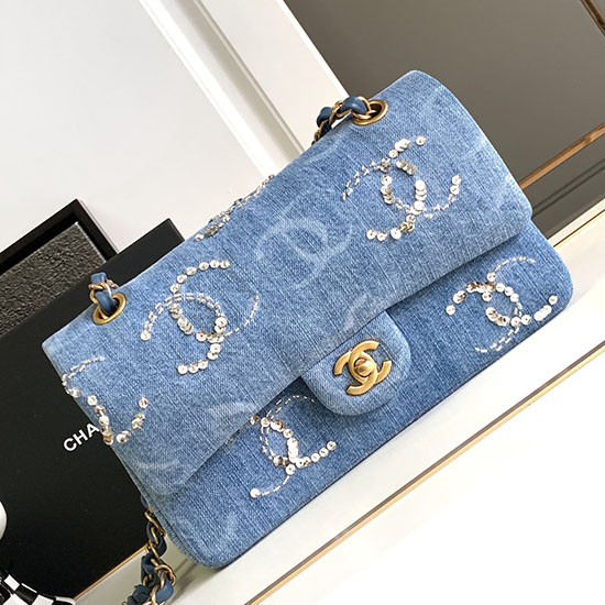 Medium Chanel Denim Flap Bag Blue AS1112