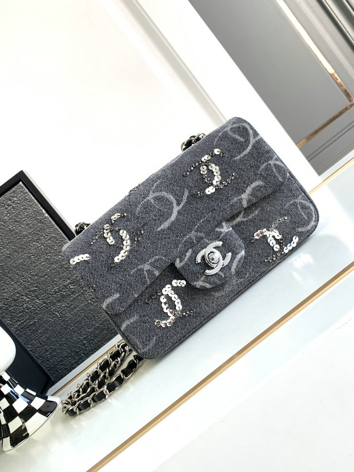 Small Chanel Denim Flap Bag Black AS1116