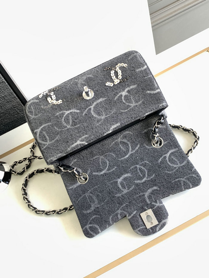 Small Chanel Denim Flap Bag Black AS1116