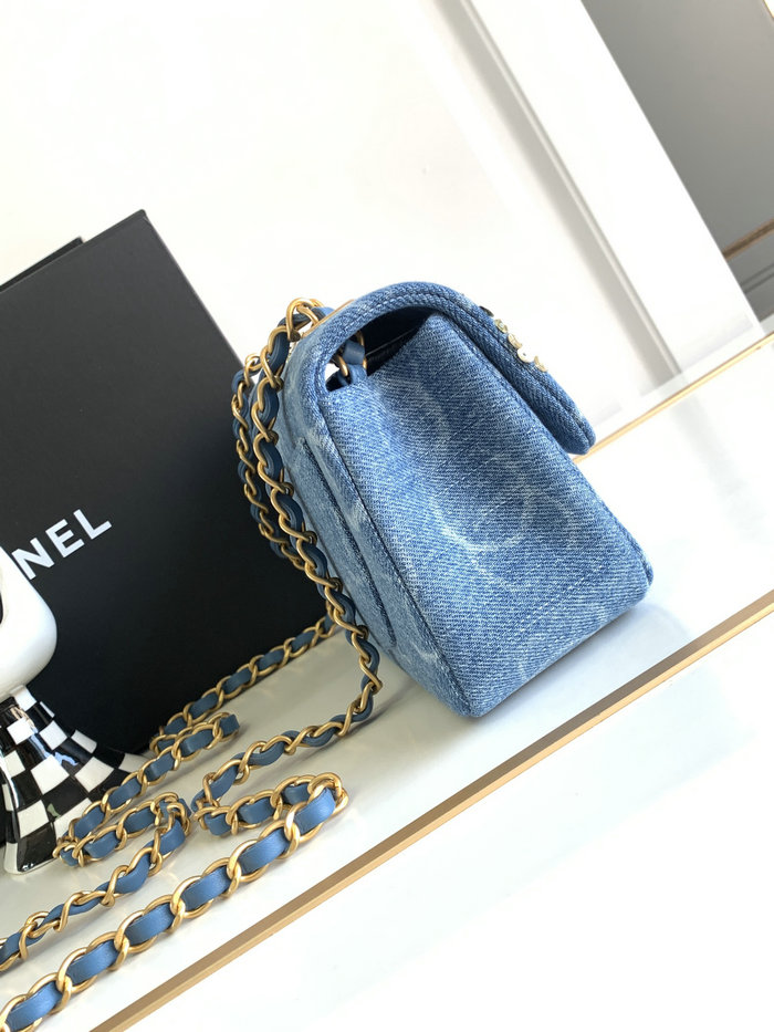 Small Chanel Denim Flap Bag Blue AS1116