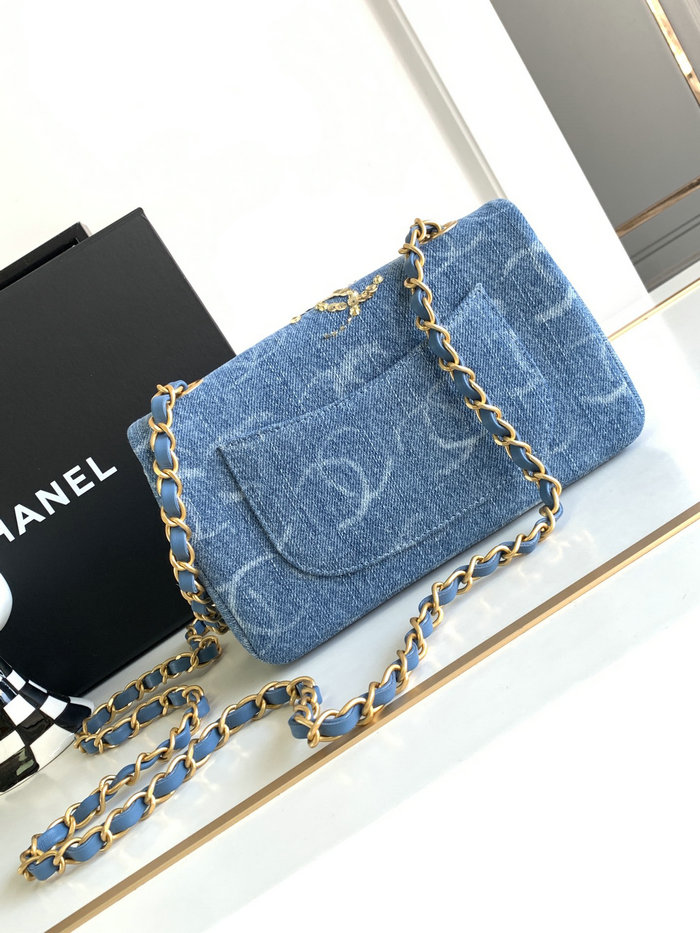 Small Chanel Denim Flap Bag Blue AS1116