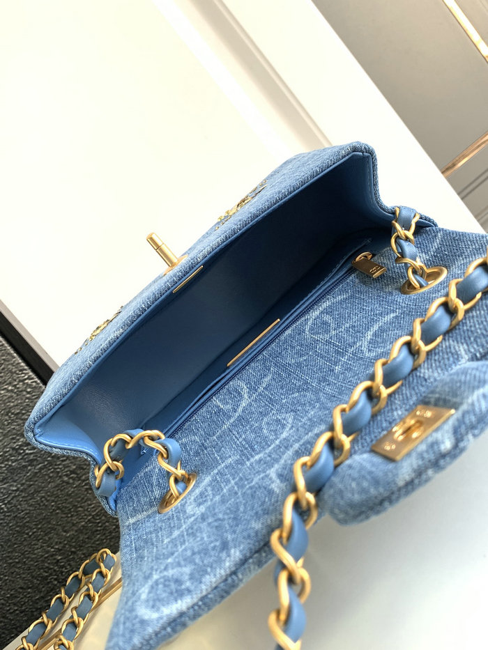 Small Chanel Denim Flap Bag Blue AS1116