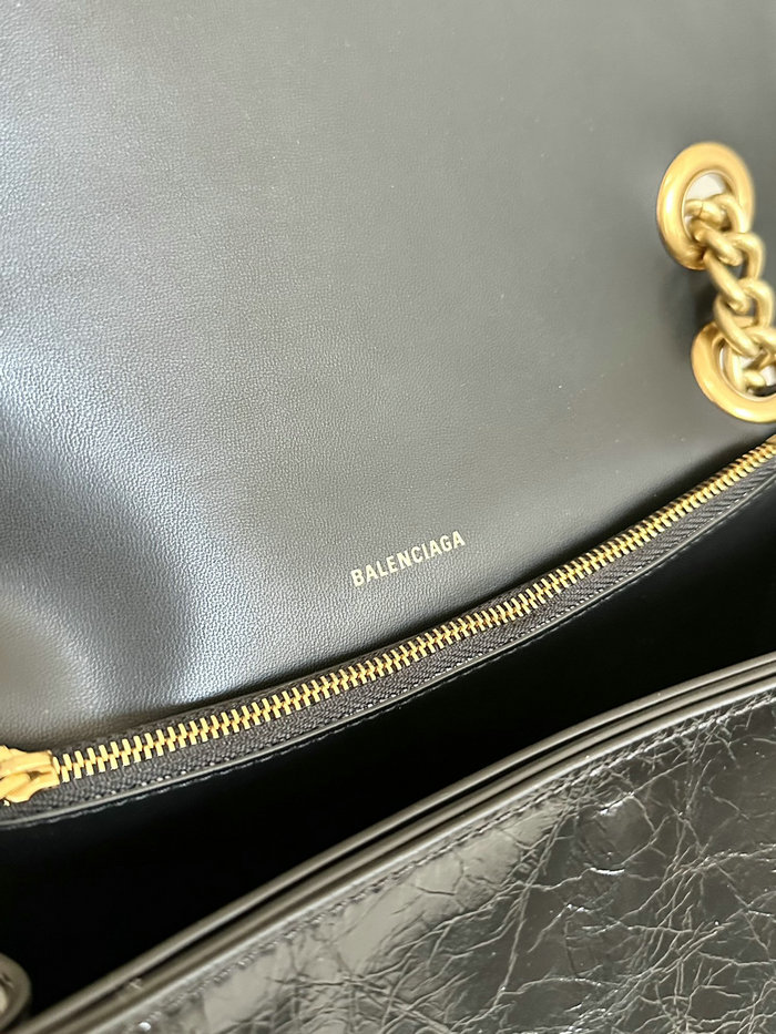 Balenciaga Crush Medium Chain Bag Black B716393