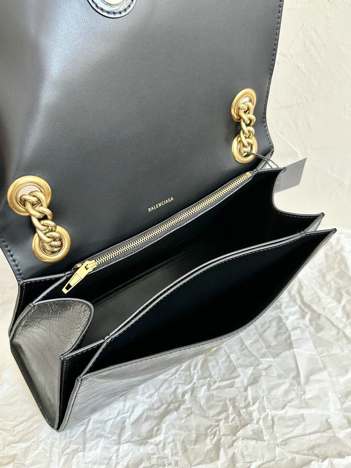 Balenciaga Crush Medium Chain Bag Black B716393