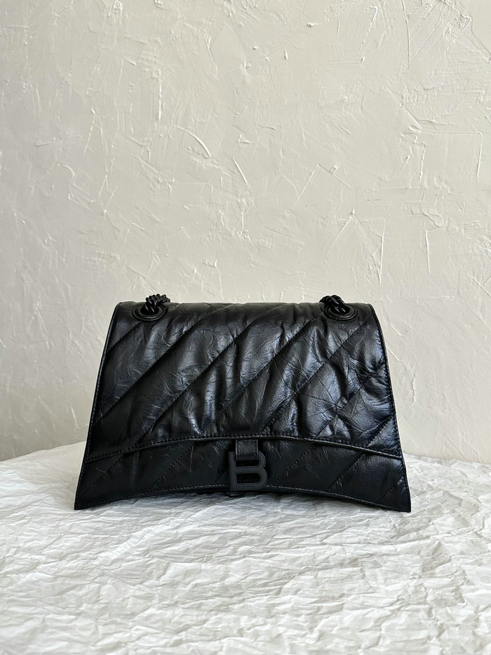 Balenciaga Crush Medium Quilted Chain Bag Black B716393