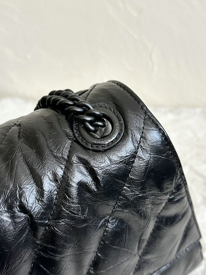 Balenciaga Crush Medium Quilted Chain Bag Black B716393