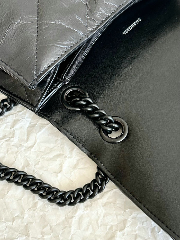 Balenciaga Crush Medium Quilted Chain Bag Black B716393