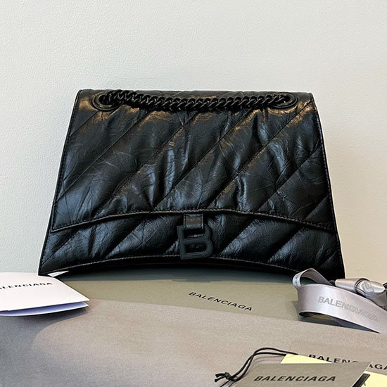 Balenciaga Crush Medium Quilted Chain Bag Black B716393