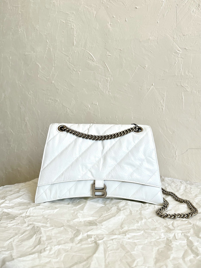 Balenciaga Crush Medium Quilted Chain Bag White B716393