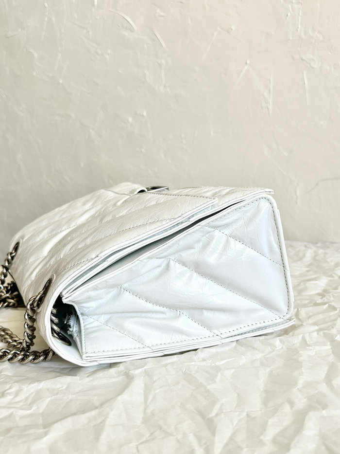 Balenciaga Crush Medium Quilted Chain Bag White B716393