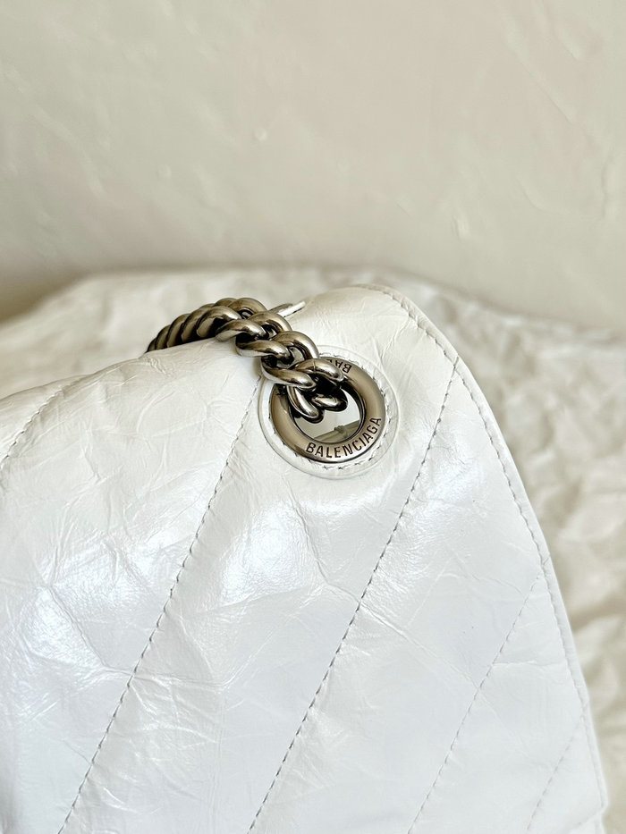 Balenciaga Crush Medium Quilted Chain Bag White B716393