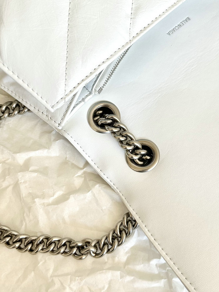 Balenciaga Crush Medium Quilted Chain Bag White B716393