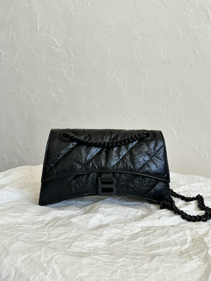 Balenciaga Crush Small Quilted Chain Bag Black B716351