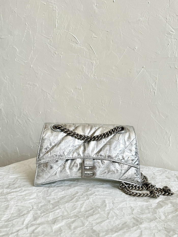 Balenciaga Crush Small Quilted Chain Bag Silver B716351