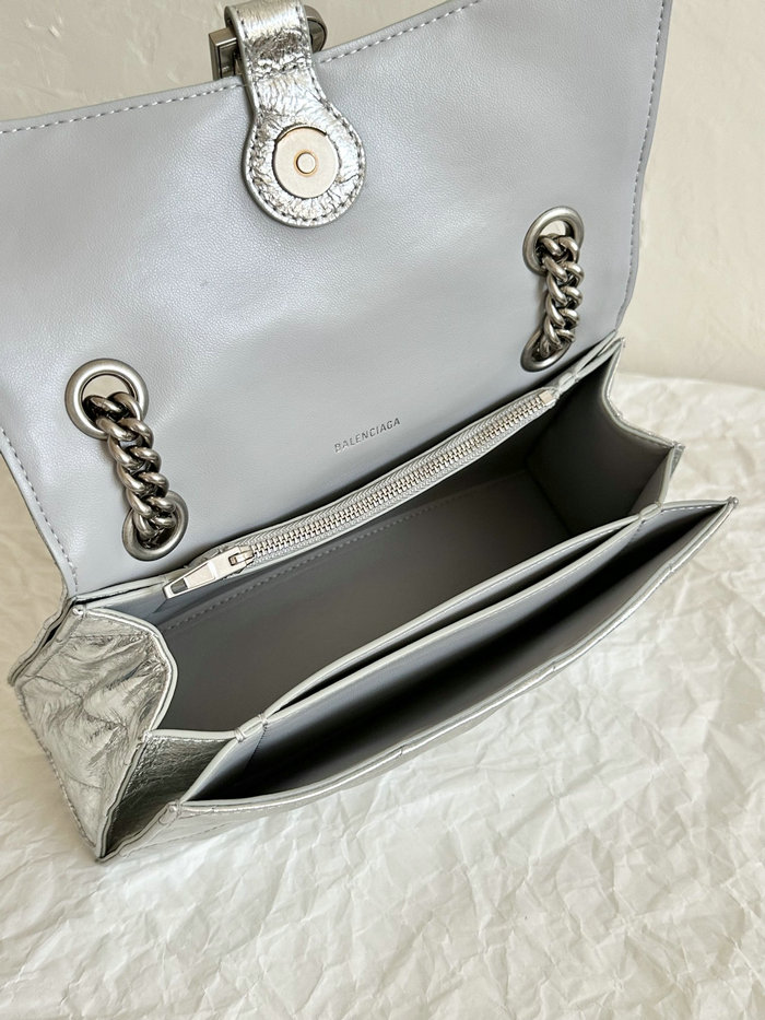 Balenciaga Crush Small Quilted Chain Bag Silver B716351