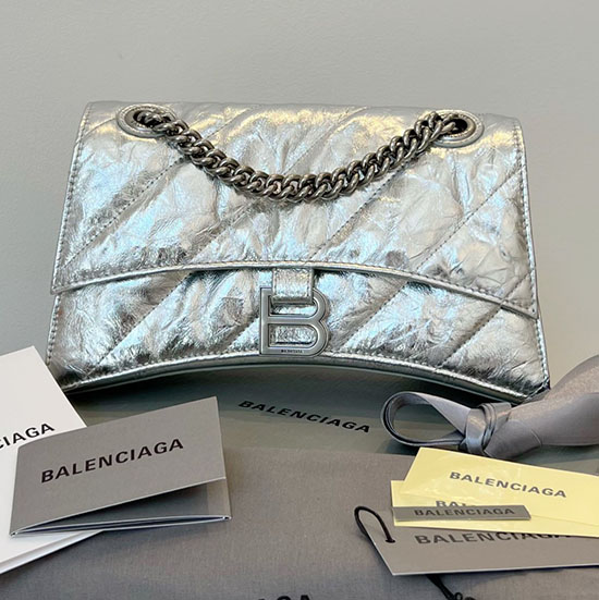 Balenciaga Crush Small Quilted Chain Bag Silver B716351