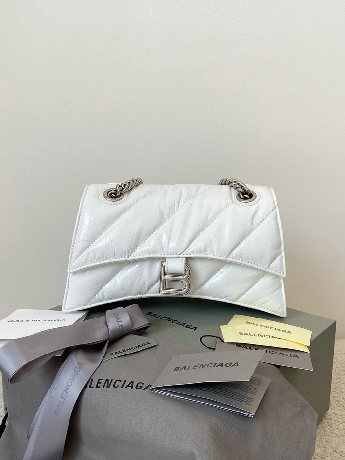 Balenciaga Crush Small Quilted Chain Bag White B716351