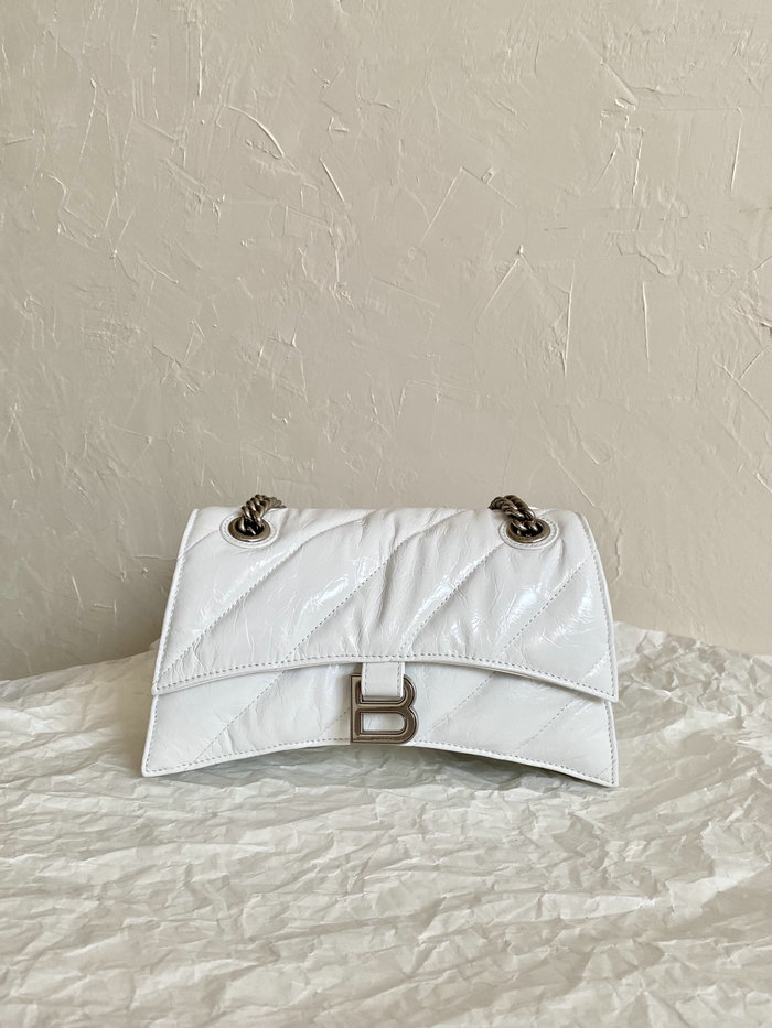 Balenciaga Crush Small Quilted Chain Bag White B716351