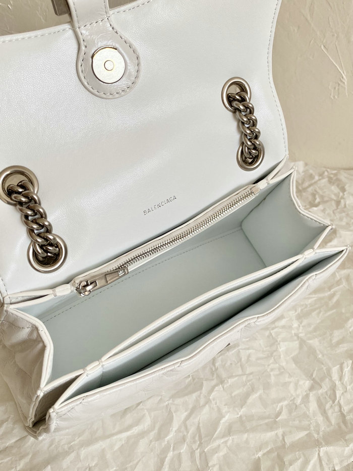 Balenciaga Crush Small Quilted Chain Bag White B716351