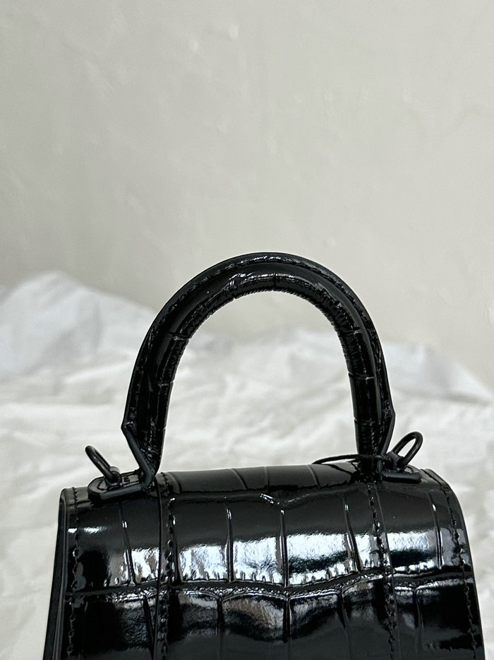 Balenciaga Hourglass Nano Top Handle Bag Black B664676