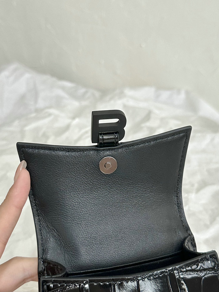 Balenciaga Hourglass Nano Top Handle Bag Black B664676