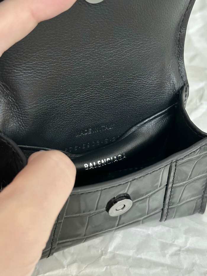 Balenciaga Hourglass Nano Top Handle Bag Black B664676