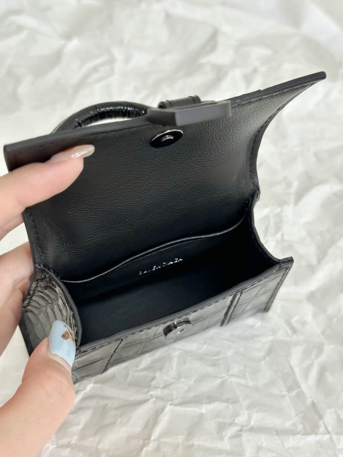 Balenciaga Hourglass Nano Top Handle Bag Black B664676