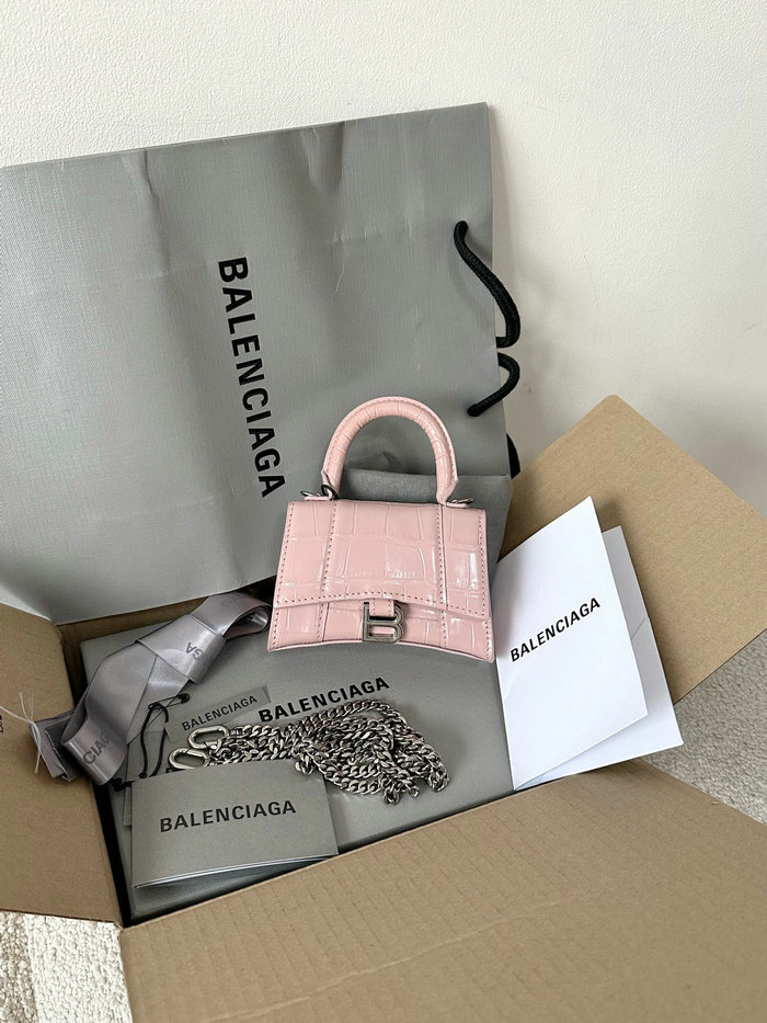 Balenciaga Hourglass Nano Top Handle Bag Pink B664676